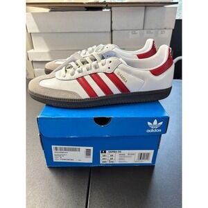 Adidas Samba OG White Red Men's Lifestyle Sneakers Shoes Size 10.5 Red